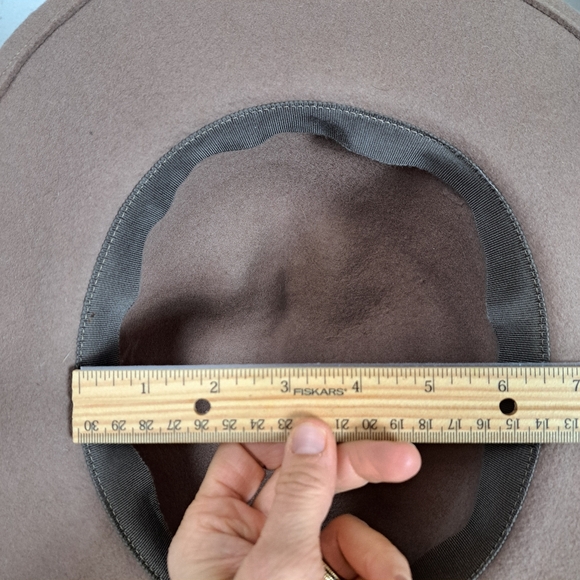 Hatattack Wool Felt Tan Wide-Brim Hat Leather Band OS - Picture 6 of 13